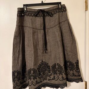 Peruvian Connection Black and Brown A-Line Skirt